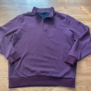 Travis Mathew business casual Quarter-Zip Pullover Sweater - Plum